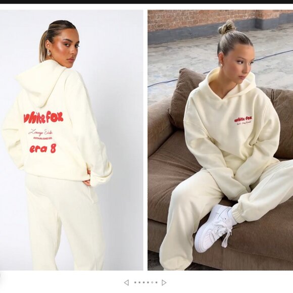 White Fox Boutique Tops - White Fox - The Era 8 Oversized Hoodie Cherry Cream S M Cream Red Sweatshirt NEW